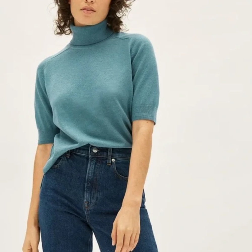 Everlane Turtleneck Short Sleeve Sweater in wool cotton blend size L